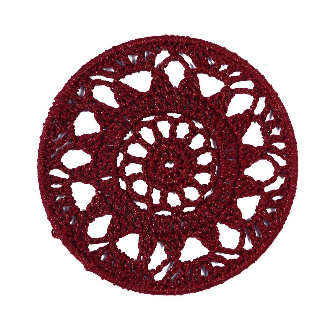 Crochet Mandala Wall Art - Boho Decor - 15 cm - Maroon