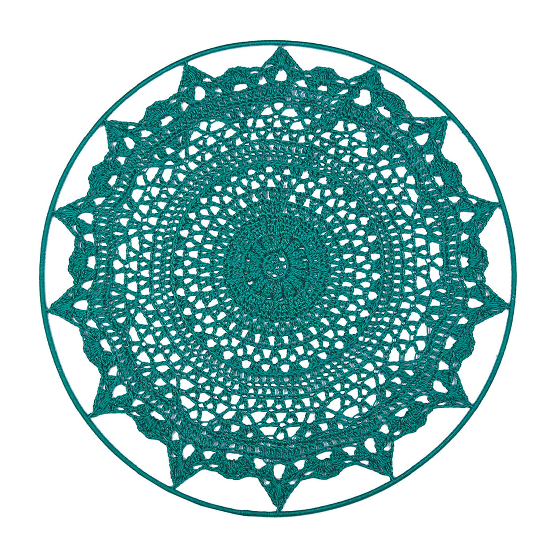 Crochet Mandala Wall Art - Boho Decor - 45 cm - Green