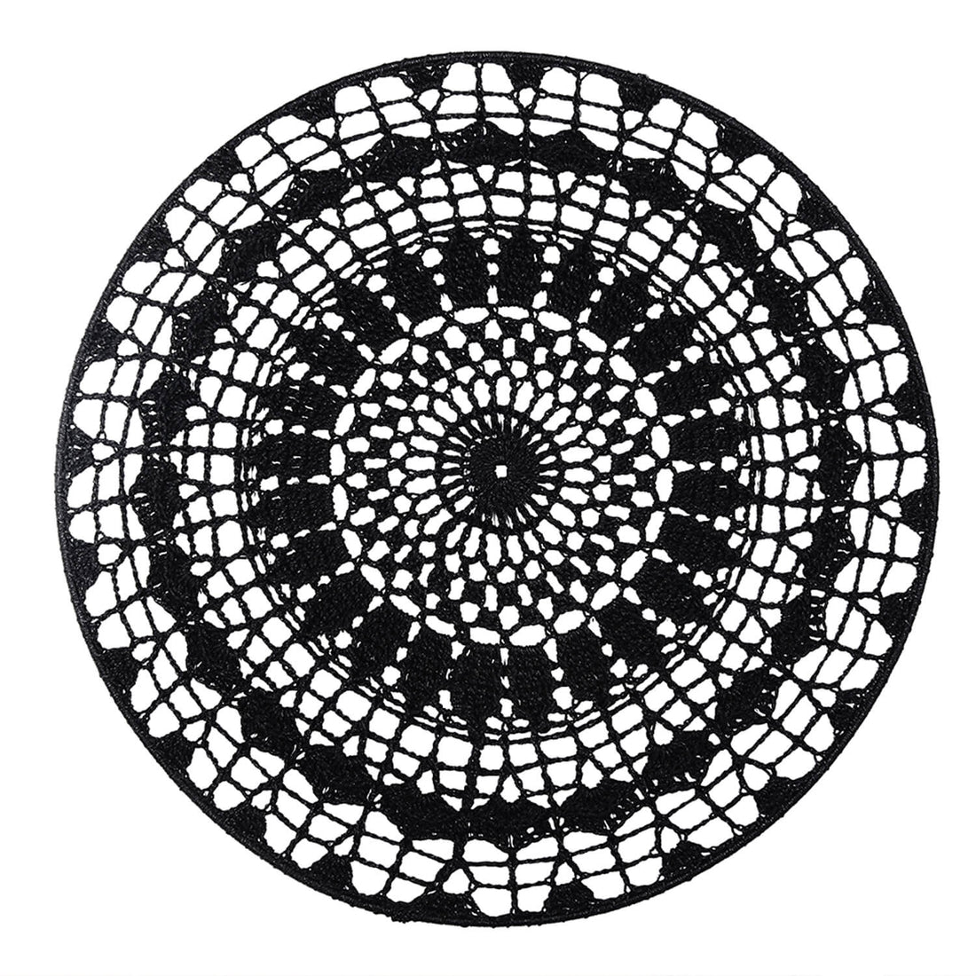 Crochet Mandala Wall Art - Boho Decor - 45 cm - Black