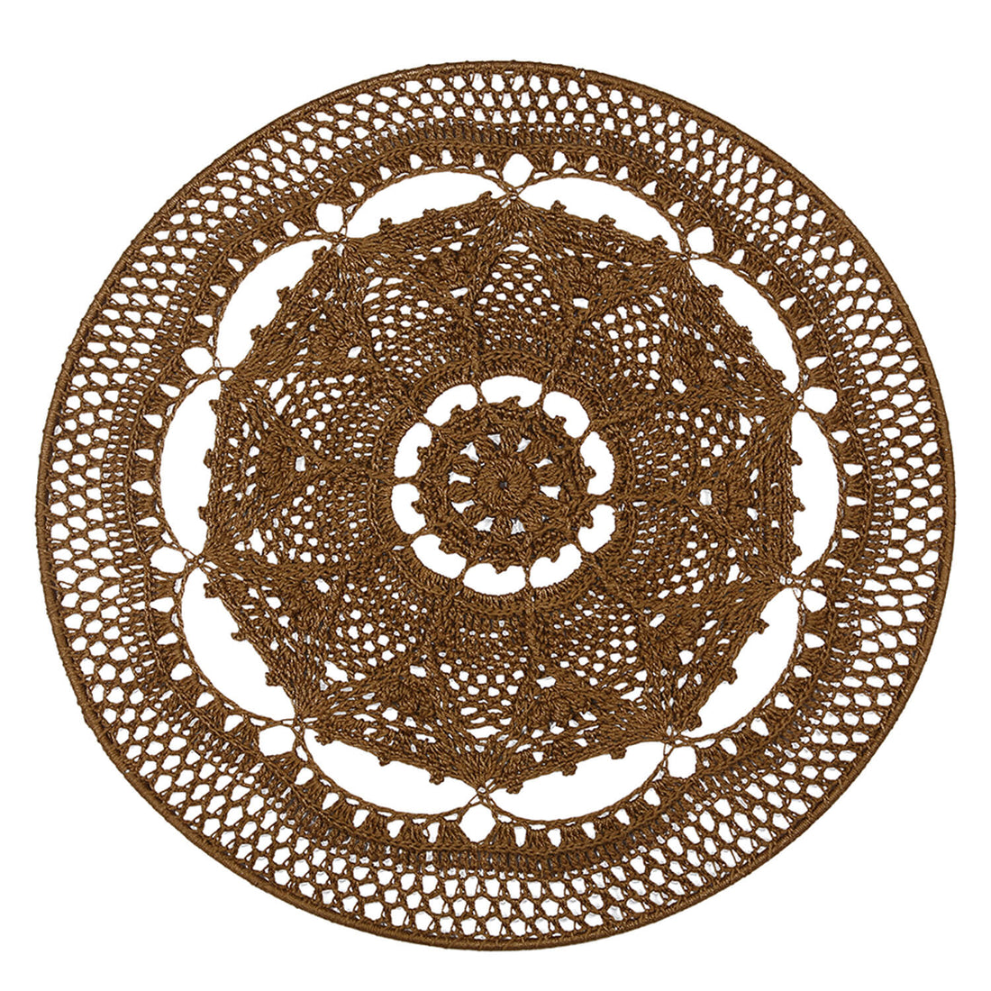 Crochet Mandala Wall Art - Boho Decor - 45 cm - Brown