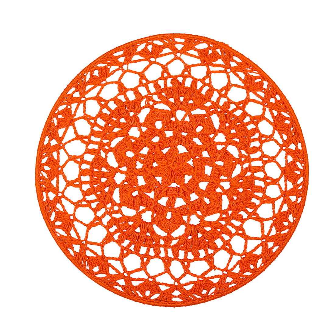 Crochet Mandala Wall Art - Boho Decor - 35 cm - Orange