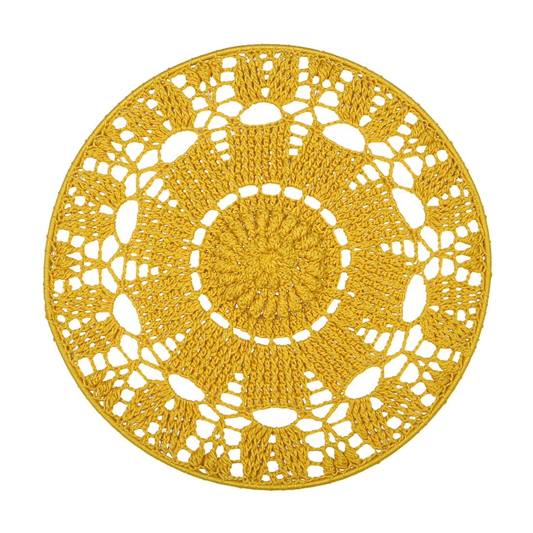 Crochet Mandala Wall Art - Boho Decor - 35 cm - Yellow