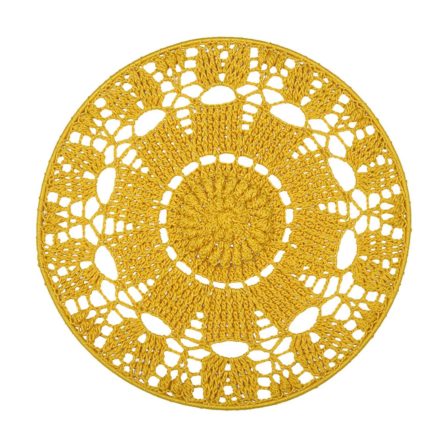 Crochet Mandala Wall Art - Boho Decor - 35 cm - Yellow