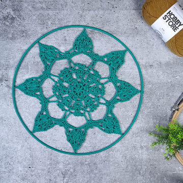 Crochet Mandala Wall Art - Boho Decor - 35 cm - Green