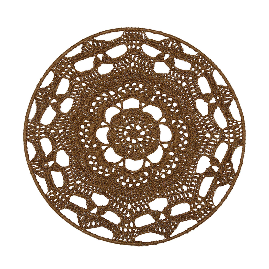 Crochet Mandala Wall Art - Boho Decor - 35 cm - Brown