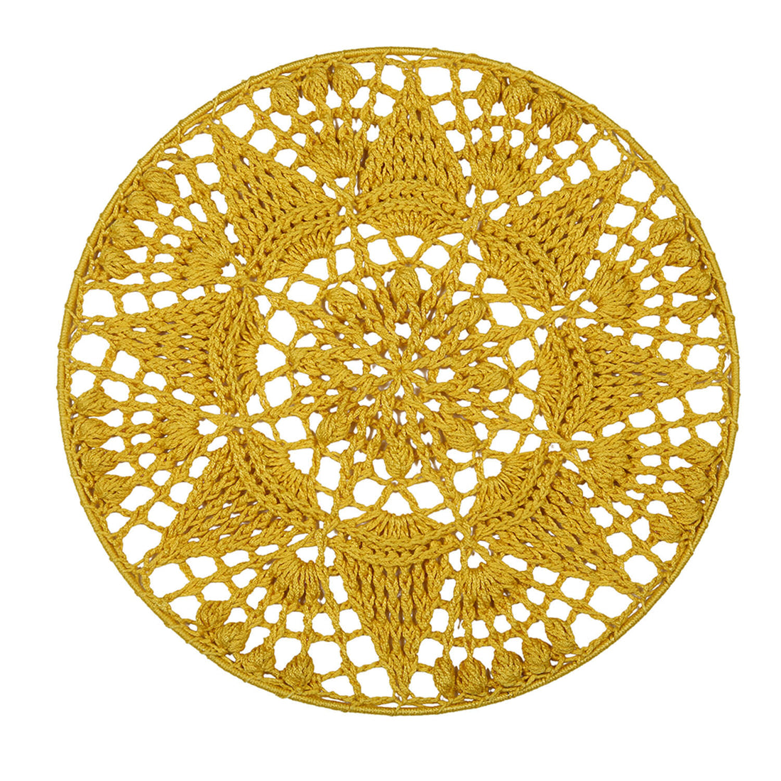 Crochet Mandala Wall Art - Boho Decor - 30 cm - Yellow