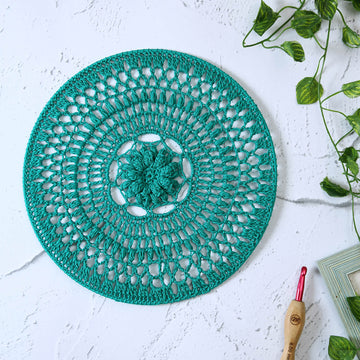 Crochet Mandala Wall Art - Boho Decor - 30 cm - Green