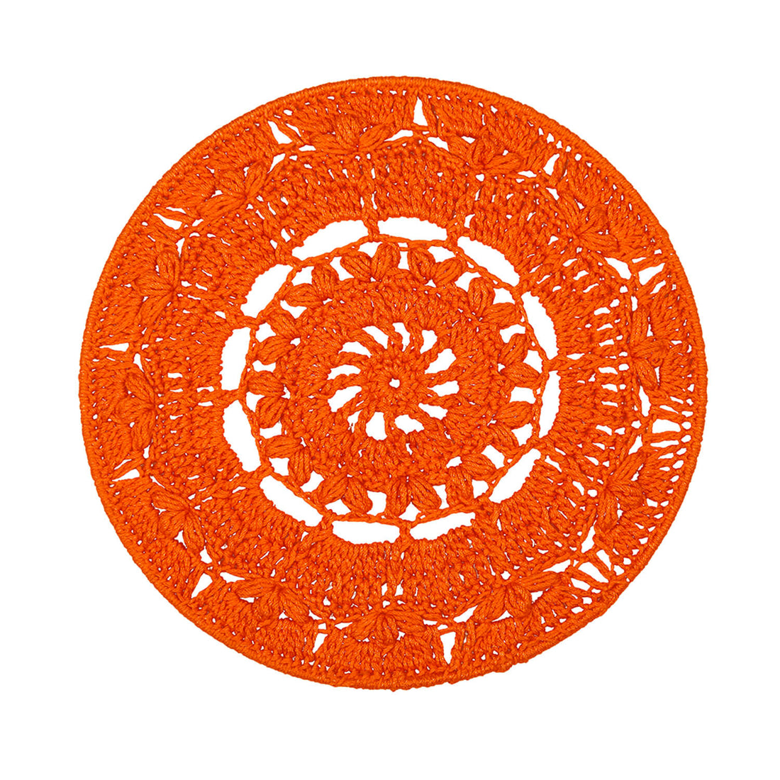 Crochet Mandala Wall Art - Boho Decor - 25 cm - Orange