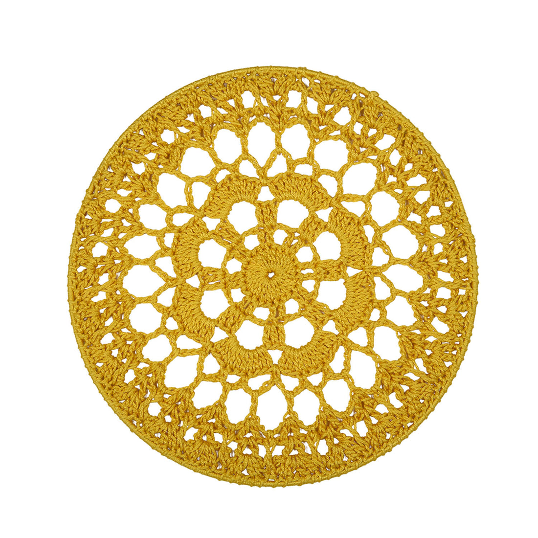 Crochet Mandala Wall Art - Boho Decor - 25 cm - Yellow