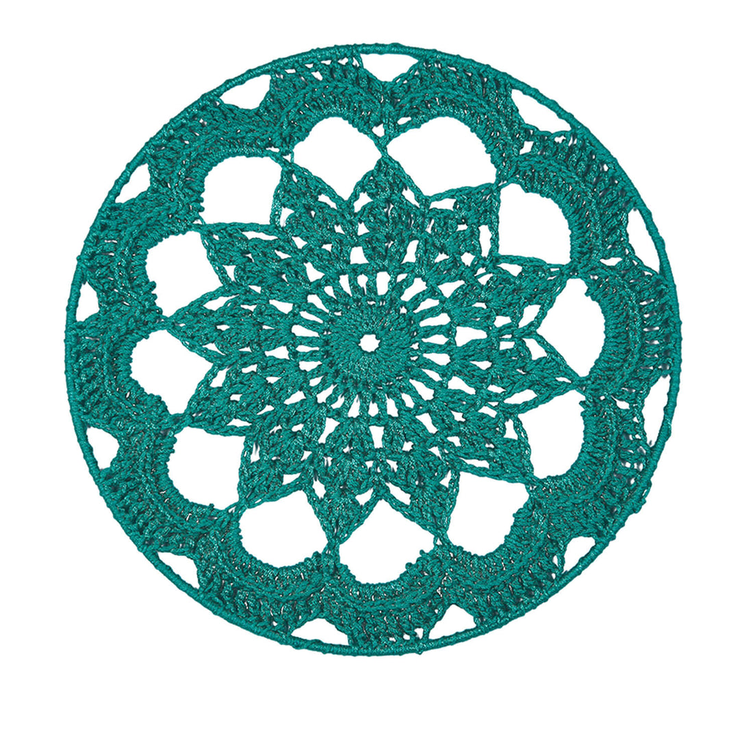 Crochet Mandala Wall Art - Boho Decor - 25 cm - Green