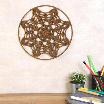 Crochet Mandala Wall Art - Boho Decor - 25 cm - Brown