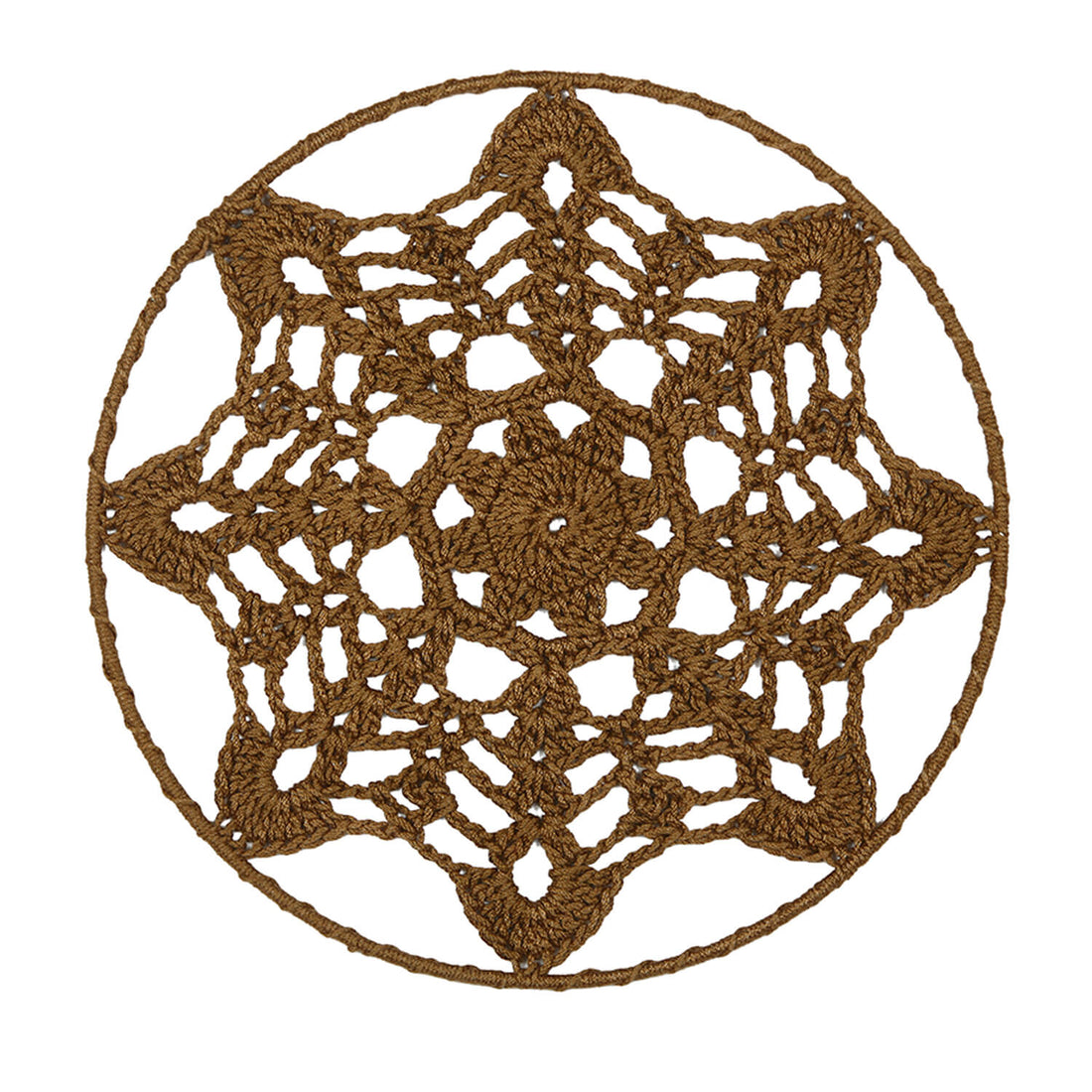 Crochet Mandala Wall Art - Boho Decor - 25 cm - Brown