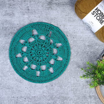 Crochet Mandala Wall Art - Boho Decor - 20 cm - Green