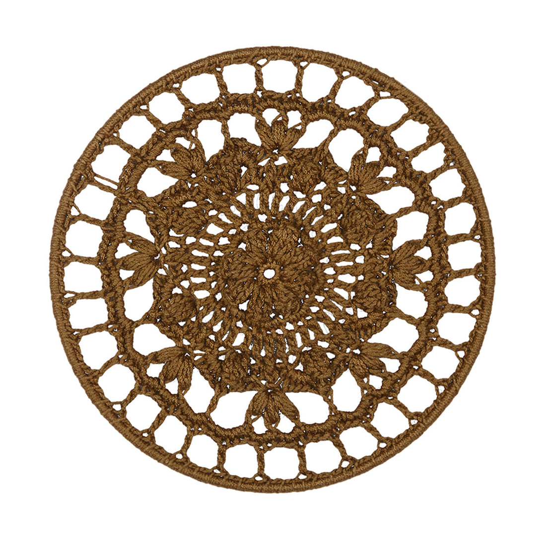 Crochet Mandala Wall Art - Boho Decor - 20 cm - Brown