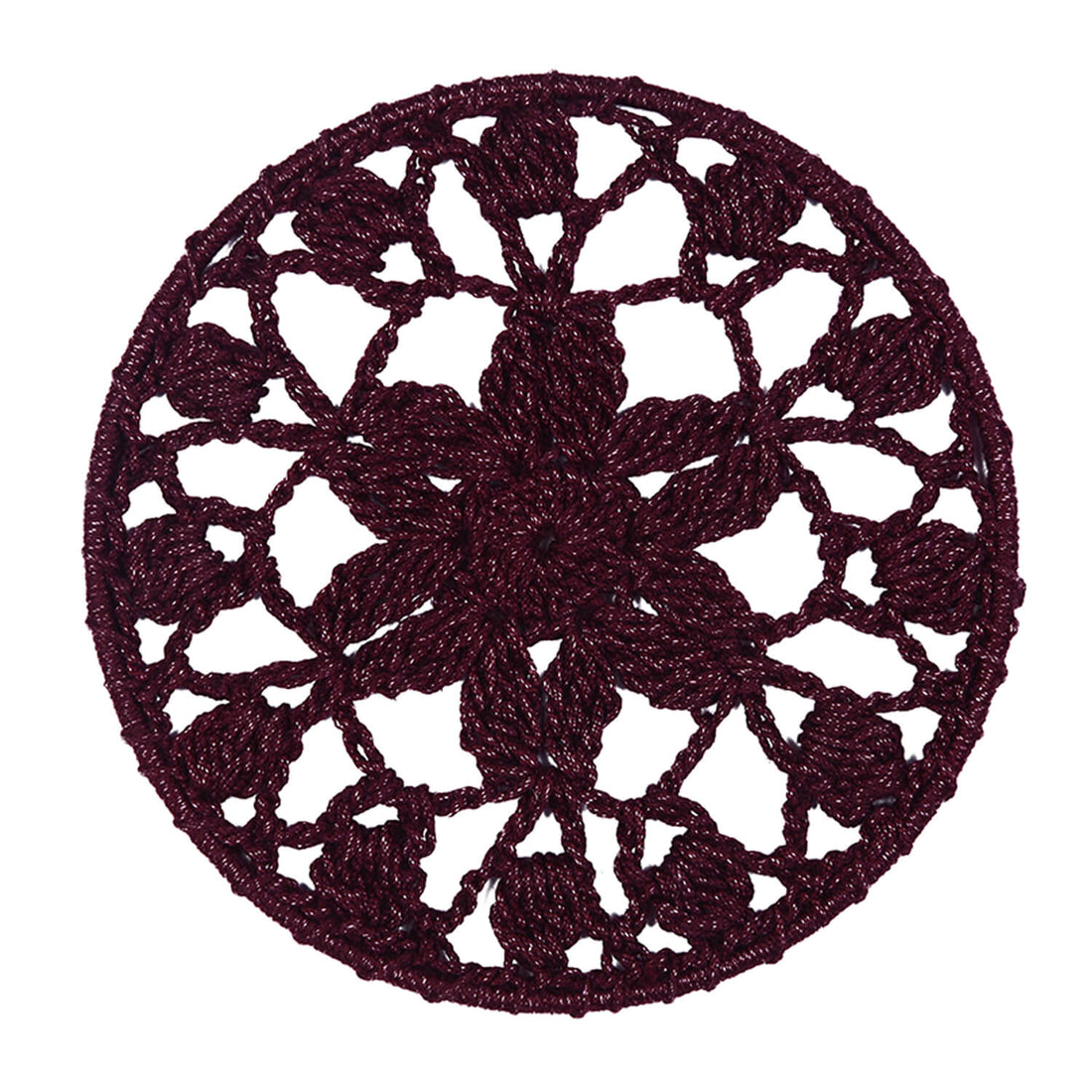 Crochet Mandala Wall Art - Boho Decor - 15 cm - Wine