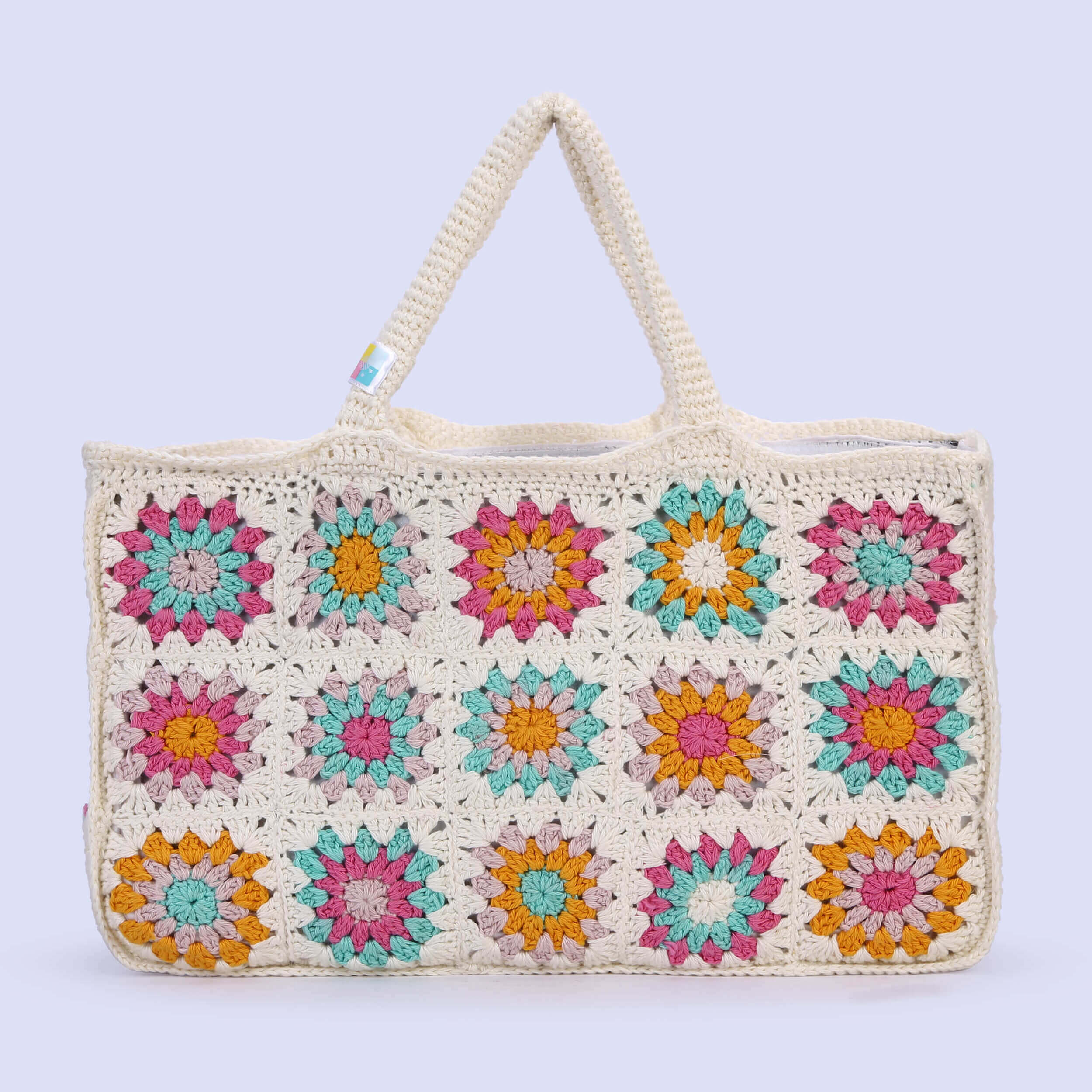 Handmade Crochet Granny Square Handbag - Multi - 10279