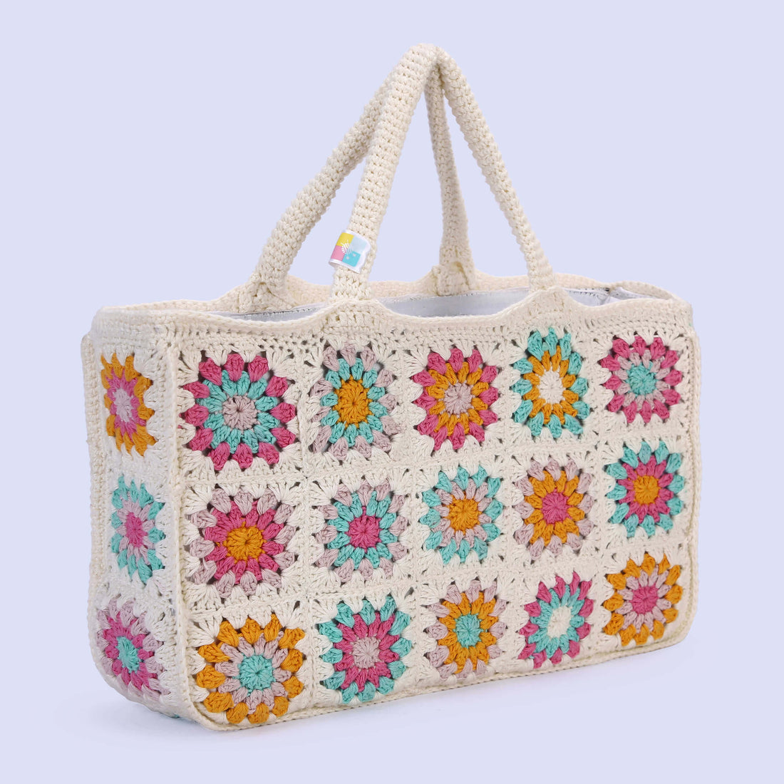 Handmade Crochet Granny Square Handbag - Multi - 10279