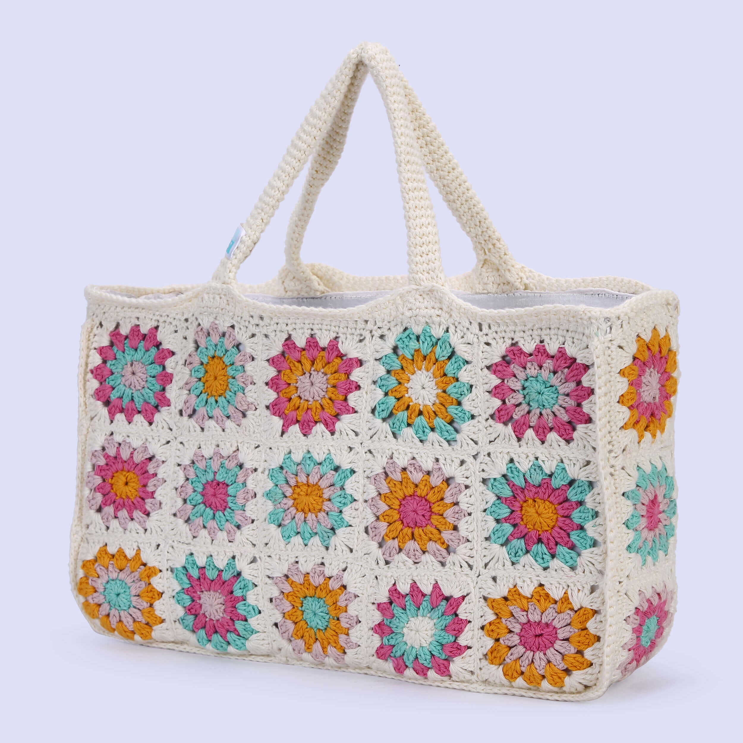 Handmade Crochet Granny Square Handbag - Multi - 10279