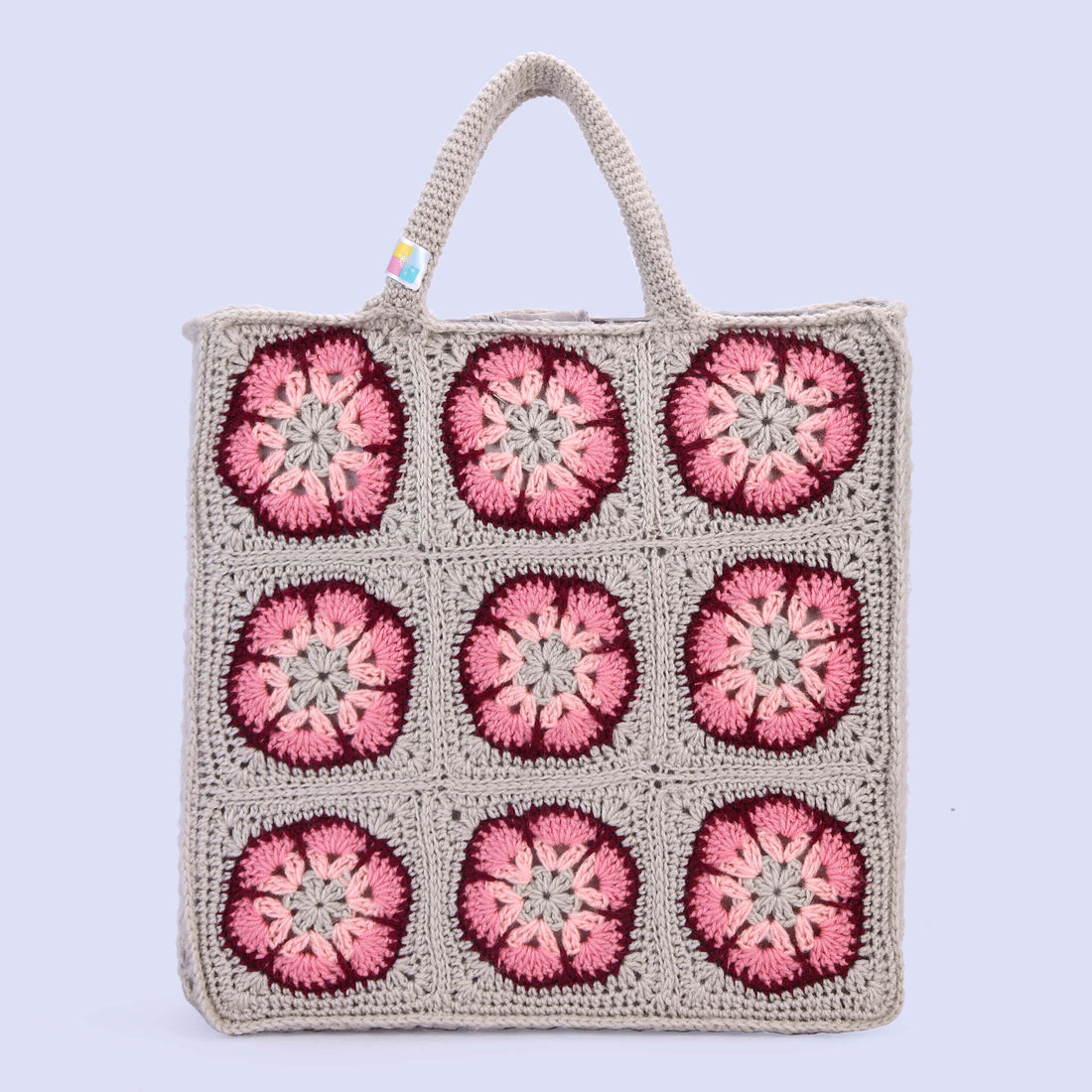 Handmade Crochet Granny Square Handbag - Multi - 10280