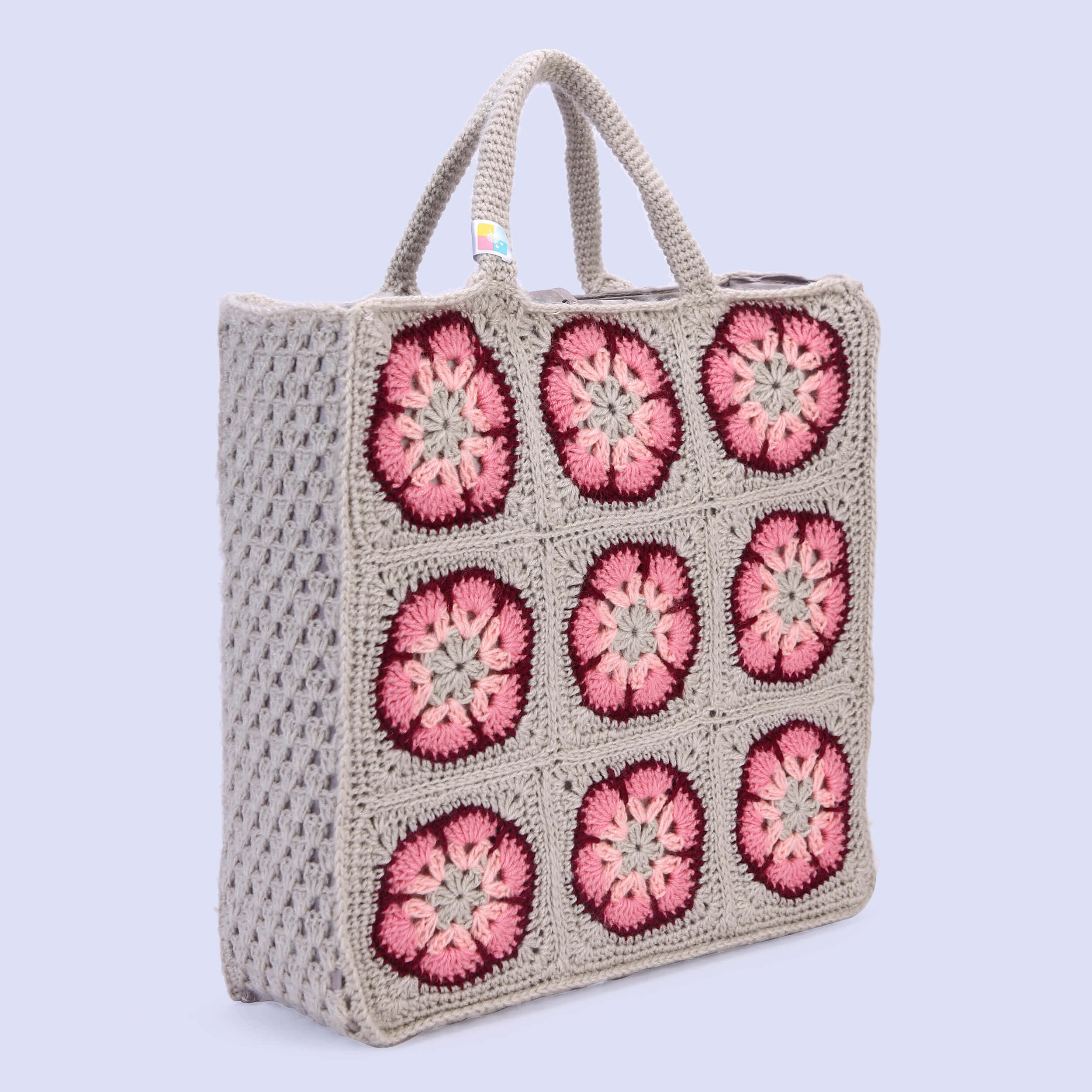 Handmade Crochet Granny Square Handbag - Multi - 10280