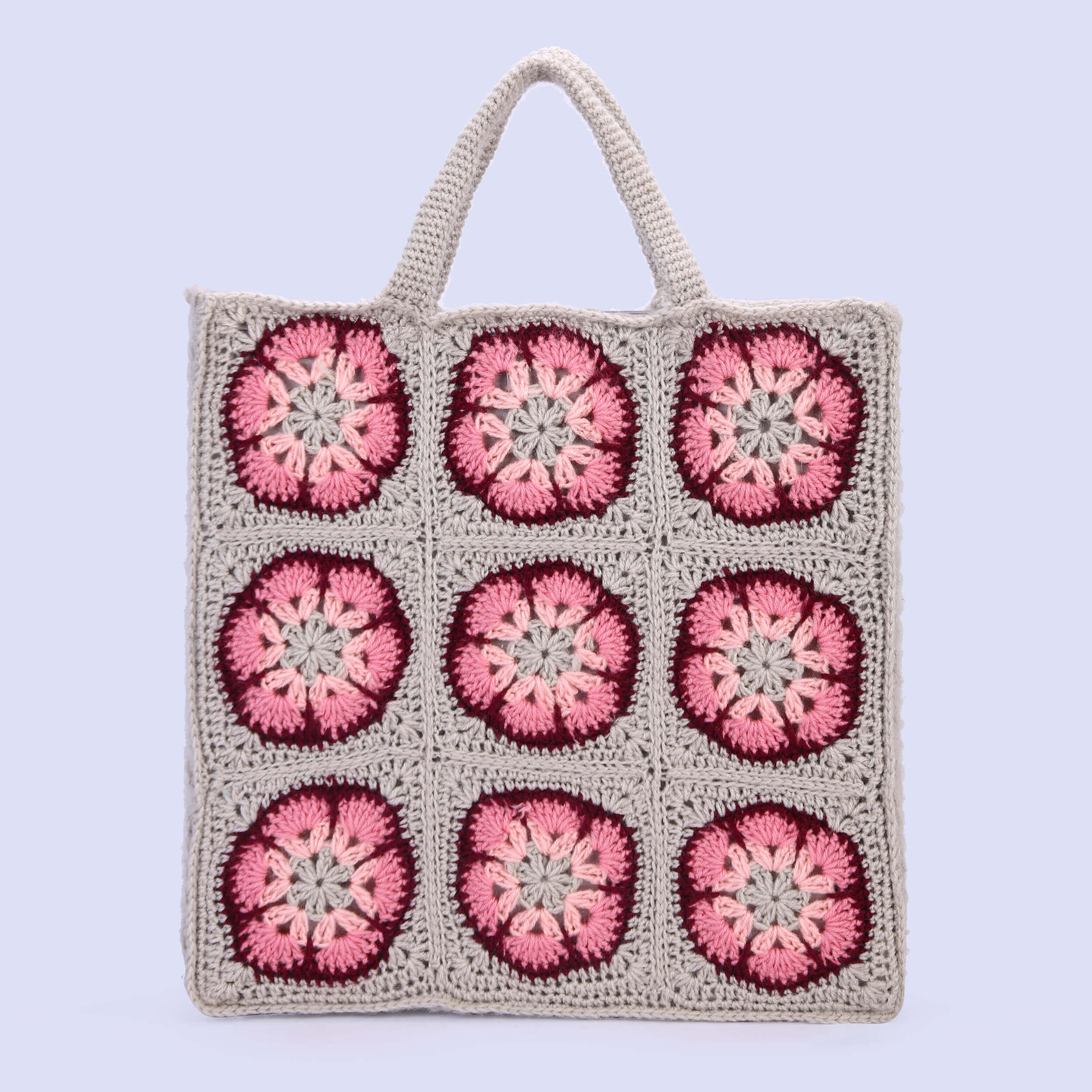 Handmade Crochet Granny Square Handbag - Multi - 10280