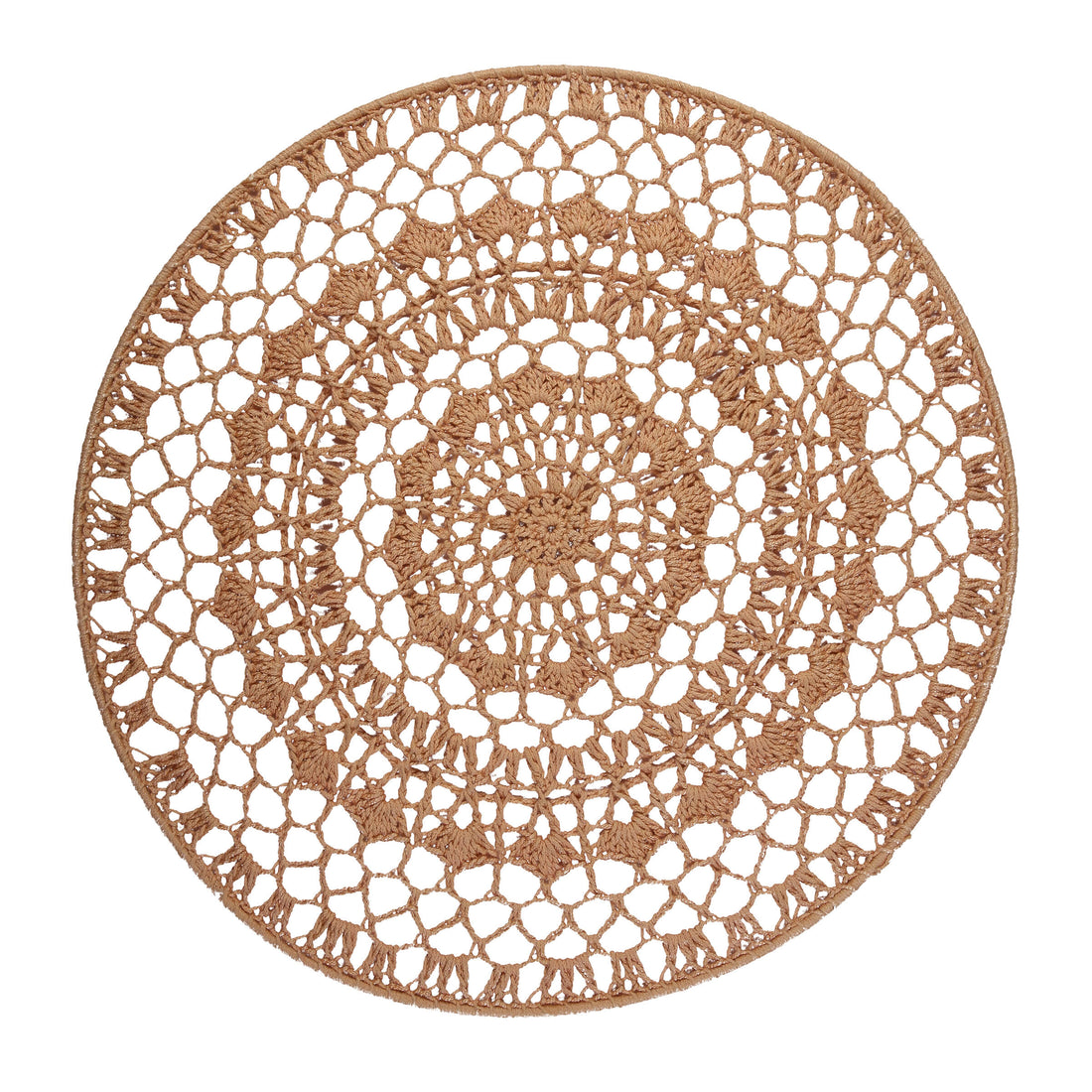 Crochet Mandala Wall Art - Boho Decor - 45 cm - Light Brown