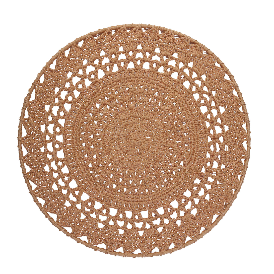 Crochet Mandala Wall Art - Boho Decor - 35 cm - Light Brown