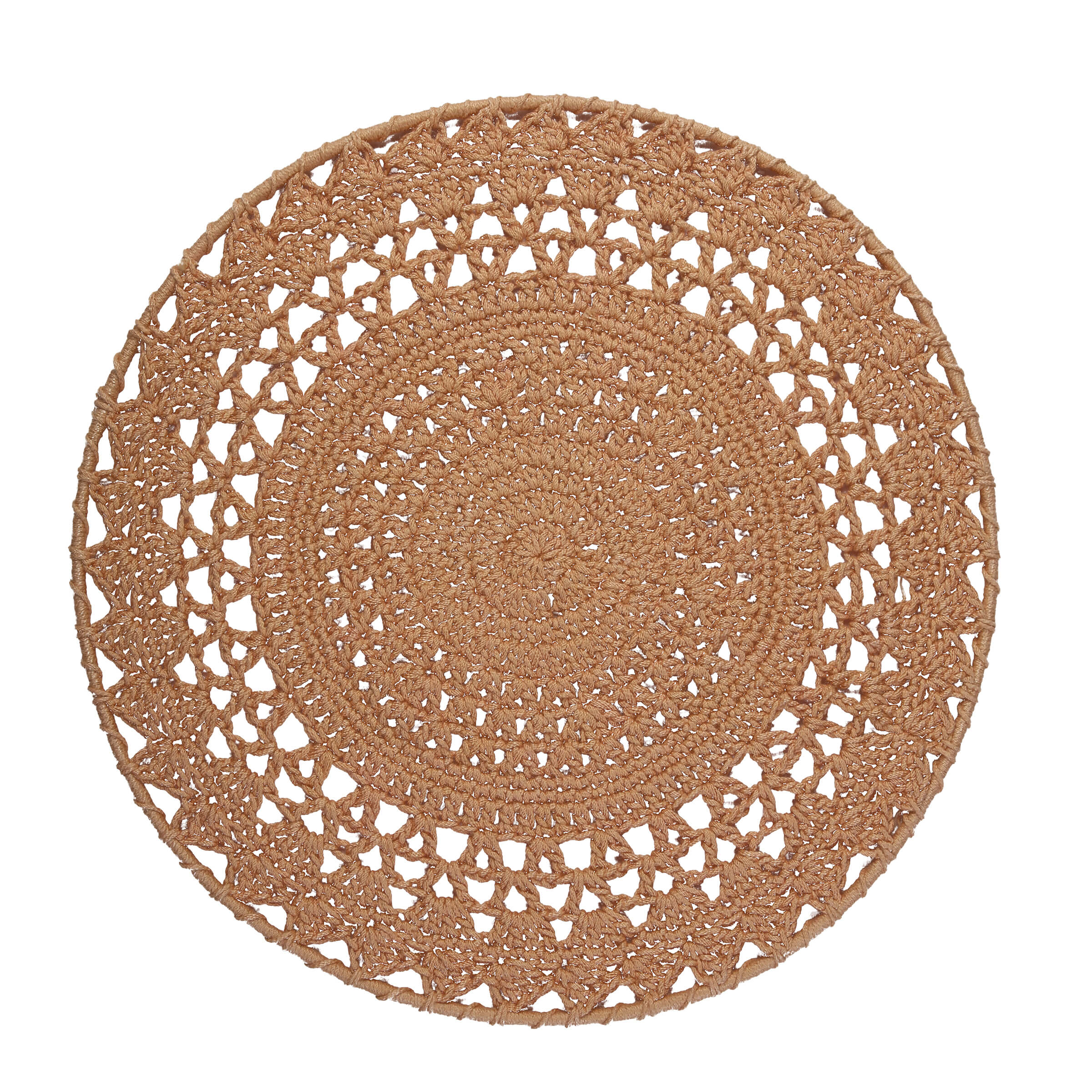 Crochet Mandala Wall Art - Boho Decor - 35 cm - Light Brown