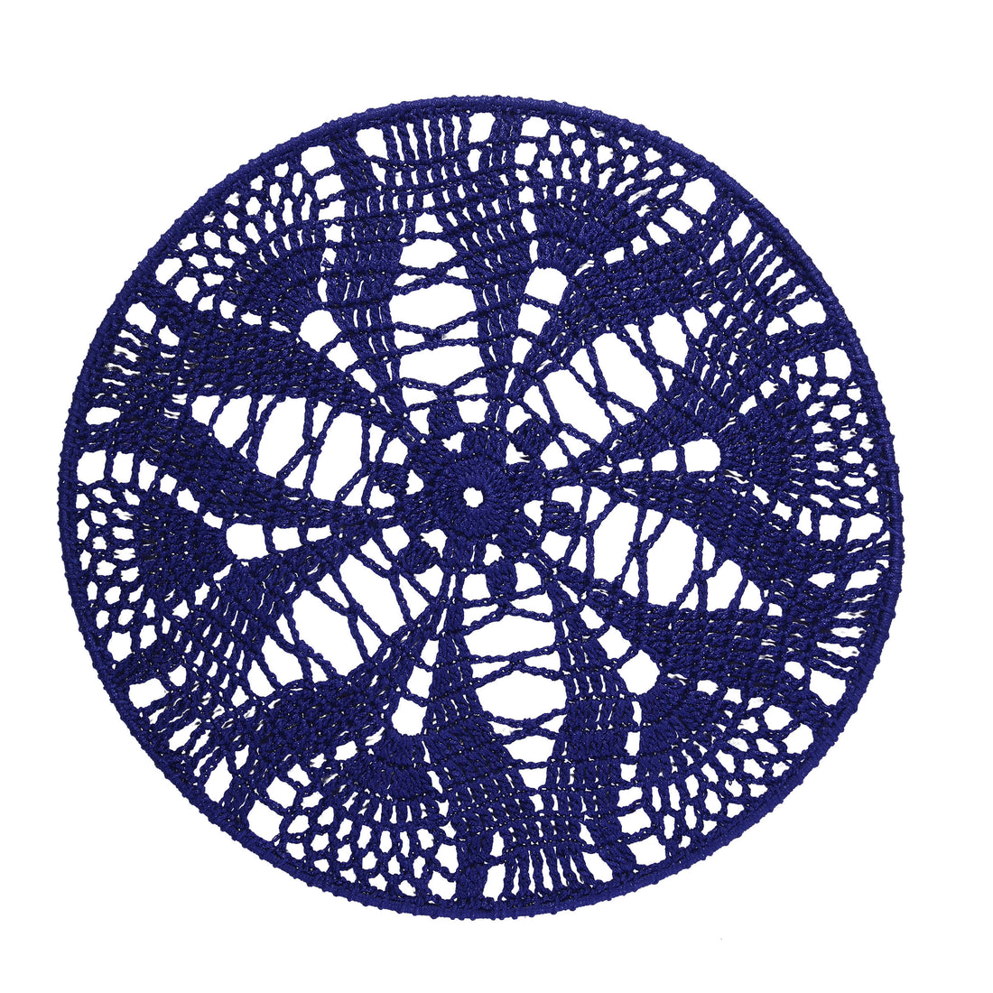 Crochet Mandala Wall Art - Boho Decor - 35 cm - Blue