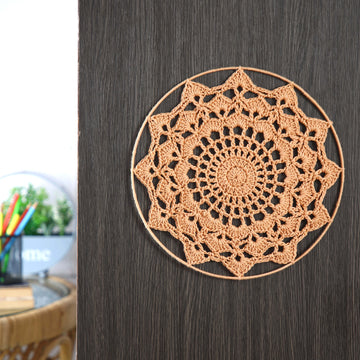 Crochet Mandala Wall Art - Boho Decor - 30 cm - Light Brown