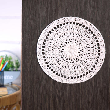 Crochet Mandala Wall Art - Boho Decor - 30 cm - White