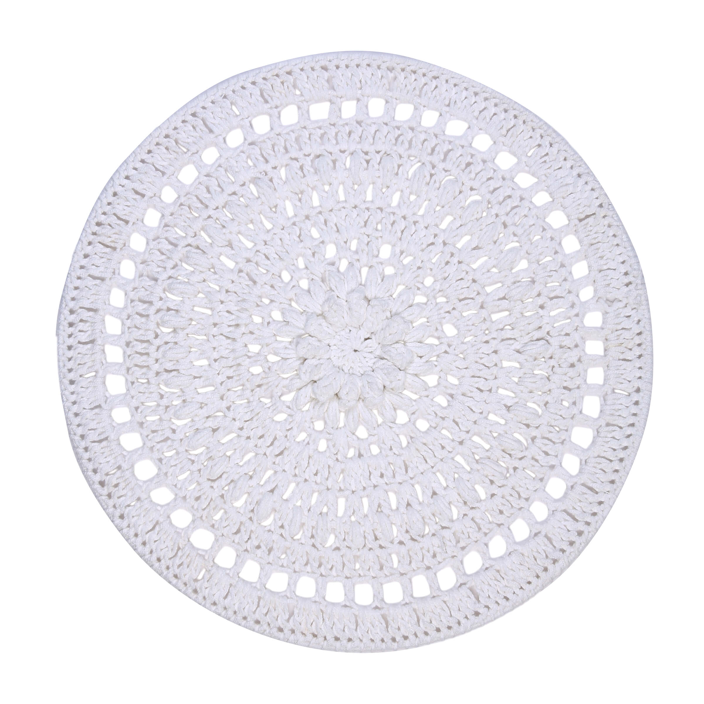 Crochet Mandala Wall Art - Boho Decor - 30 cm - White