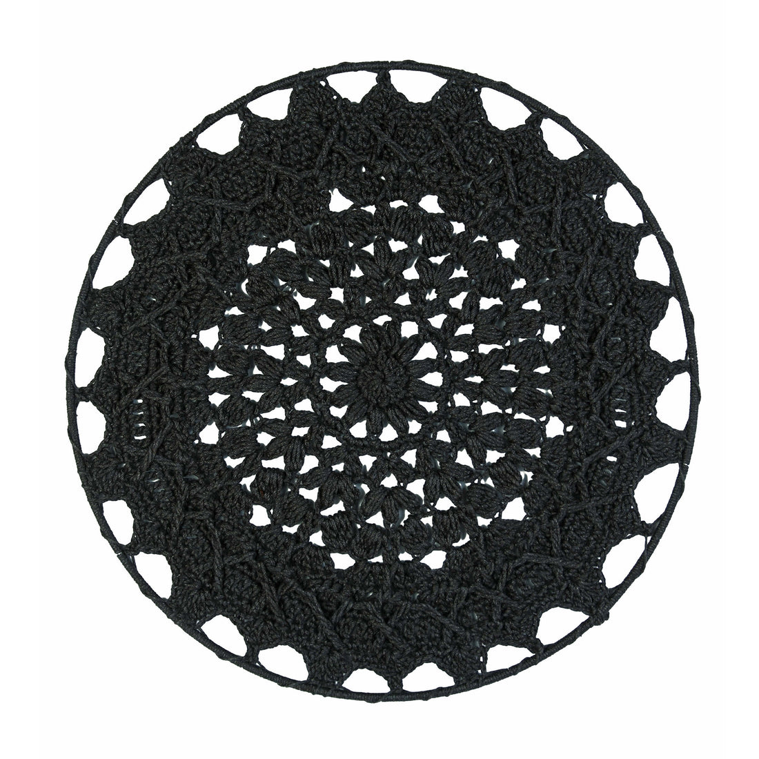 Crochet Mandala Wall Art - Boho Decor - 30 cm - Grey