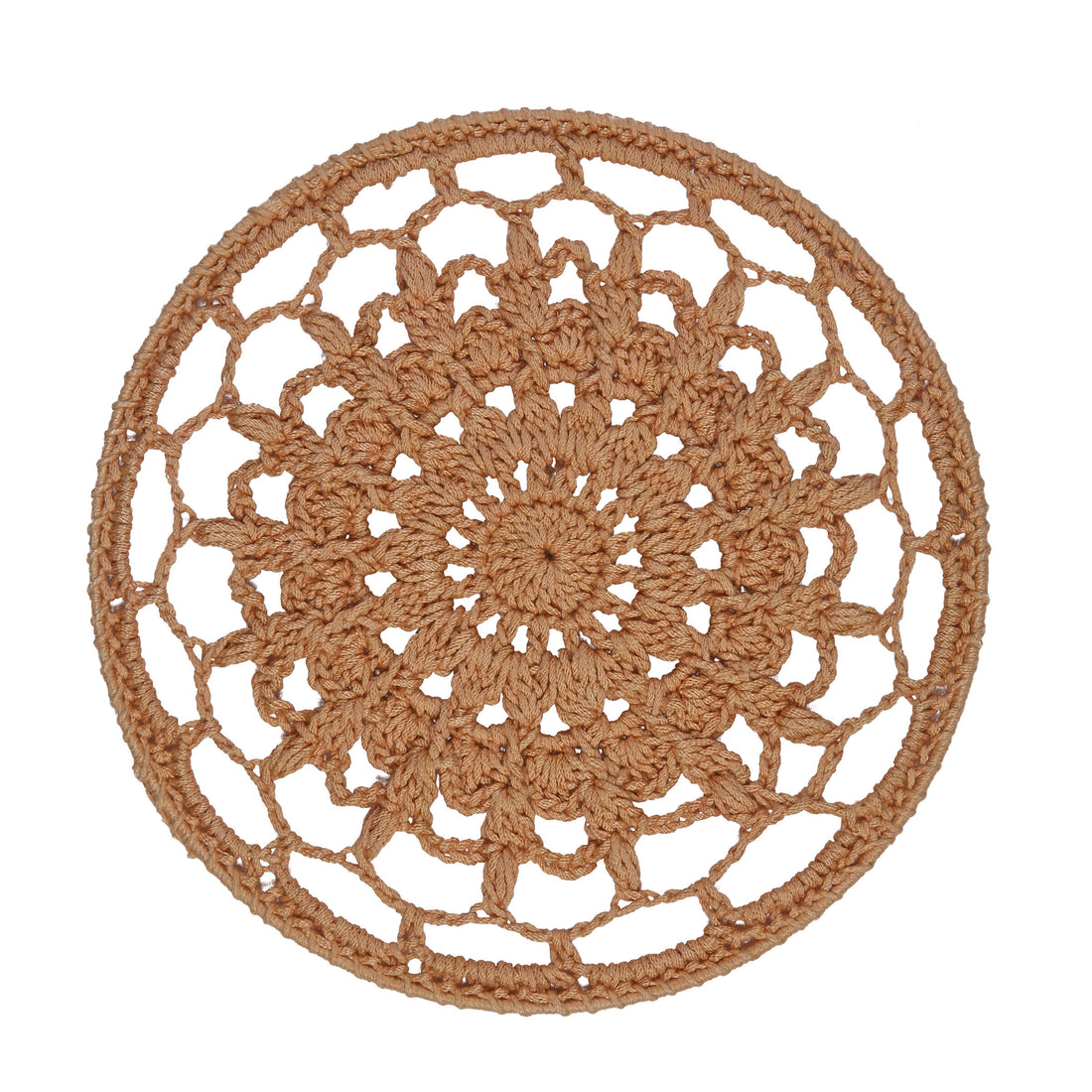 Crochet Mandala Wall Art - Boho Decor - 25 cm - Light Brown