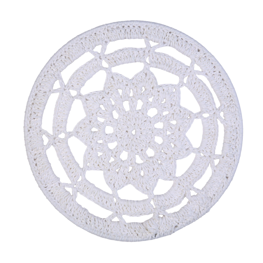 Crochet Mandala Wall Art - Boho Decor - 25 cm - White