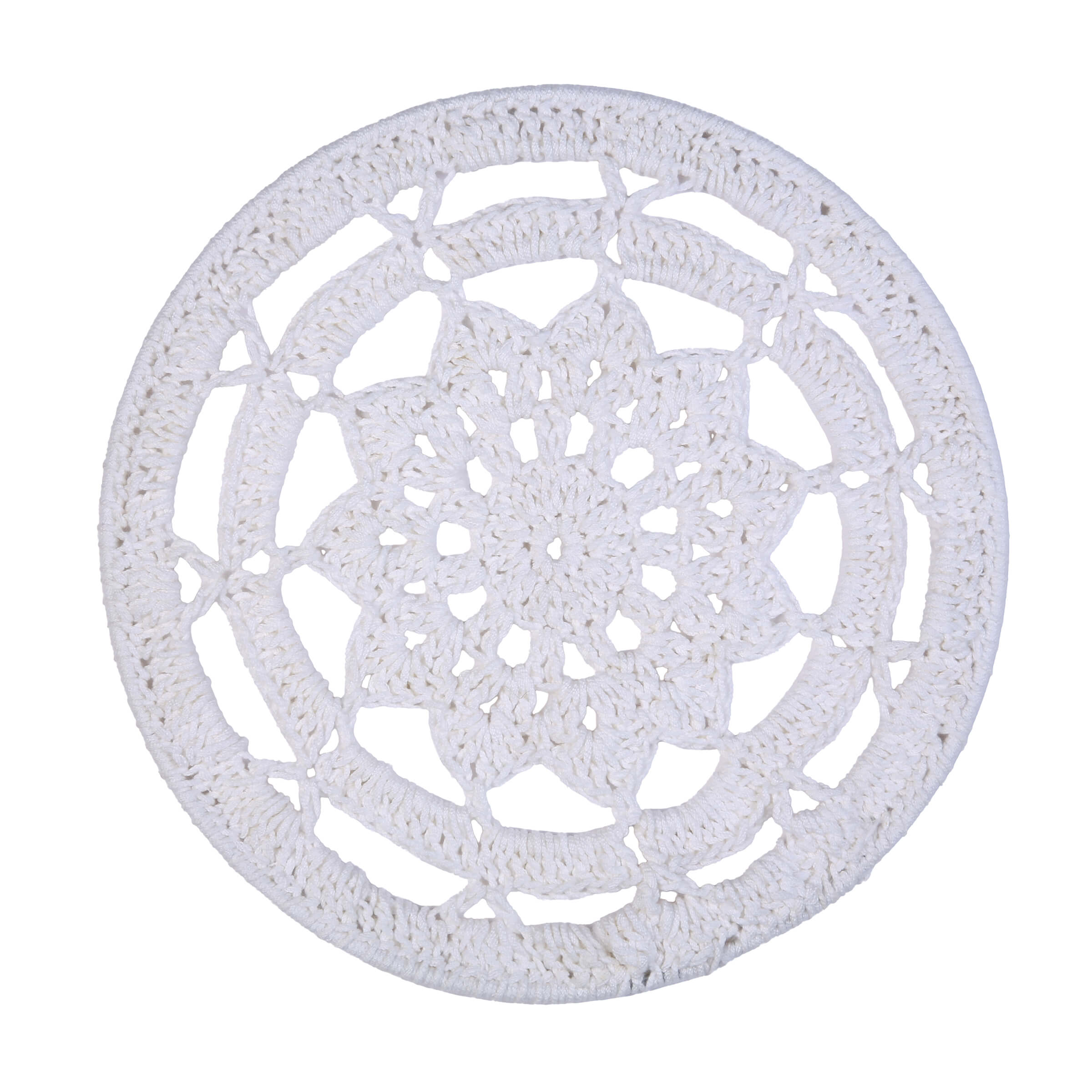 Crochet Mandala Wall Art - Boho Decor - 25 cm - White