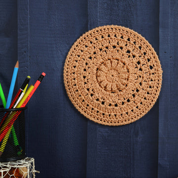 Crochet Mandala Wall Art - Boho Decor - 20 cm - Light Brown