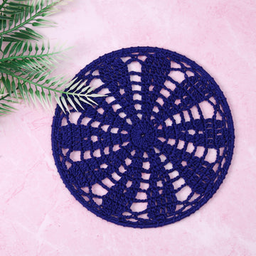 Crochet Mandala Wall Art - Boho Decor - 20 cm - Blue