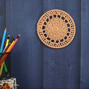 Crochet Mandala Wall Art - Boho Decor - 15 cm - Light Brown