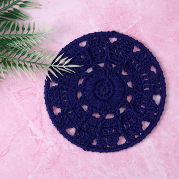 Crochet Mandala Wall Art - Boho Decor - 15 cm - Blue