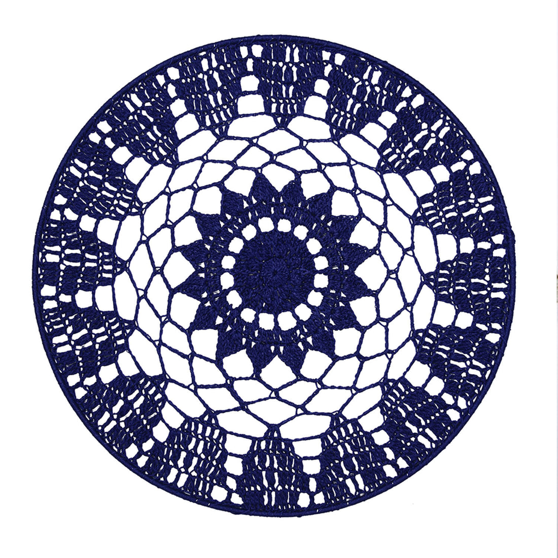 Crochet Mandala Wall Art - Boho Decor - 45 cm - Blue