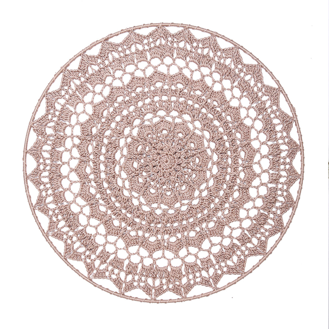 Crochet Mandala Wall Art - Boho Decor - 45 cm - Beige