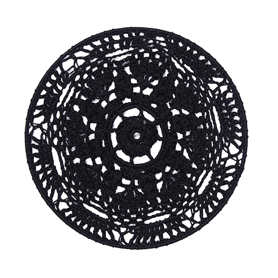 Crochet Mandala Wall Art - Boho Decor - 25 cm - Black