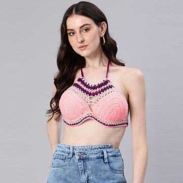 Bralette Tie Back Top - Pink 10357