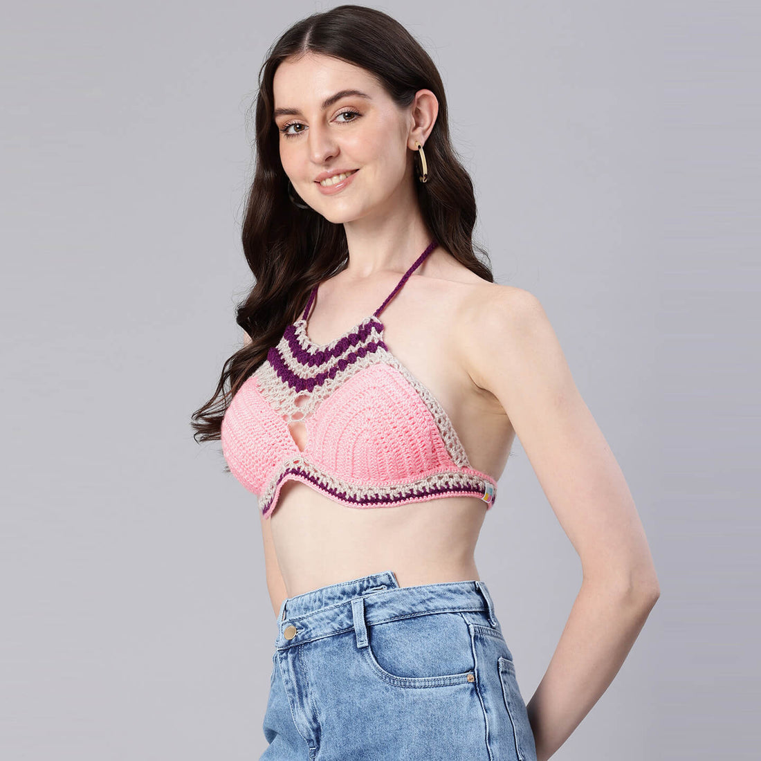 Bralette Tie Back Top - Pink 10357