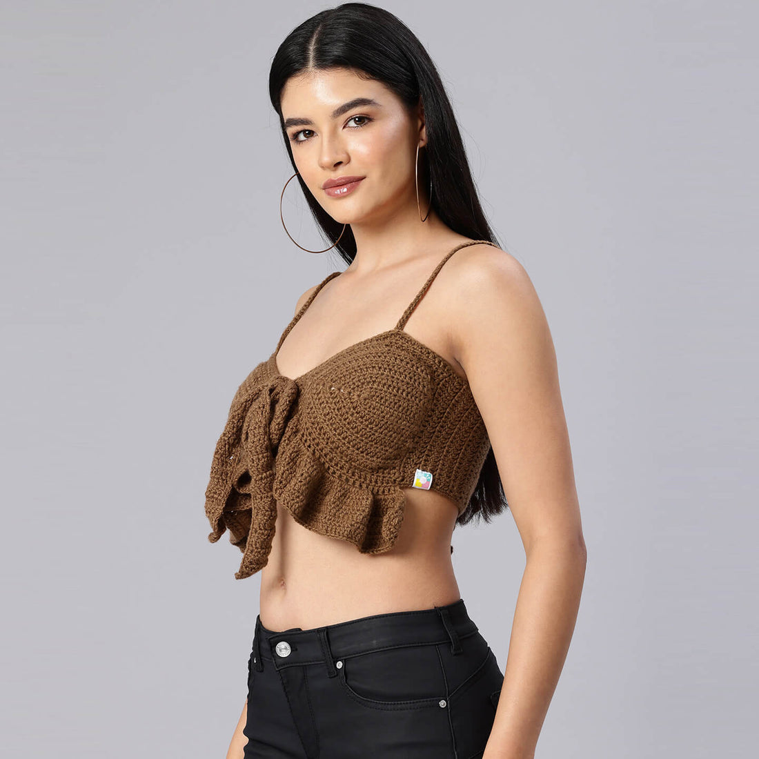 Bralette Tie Back Top - Brown 10360