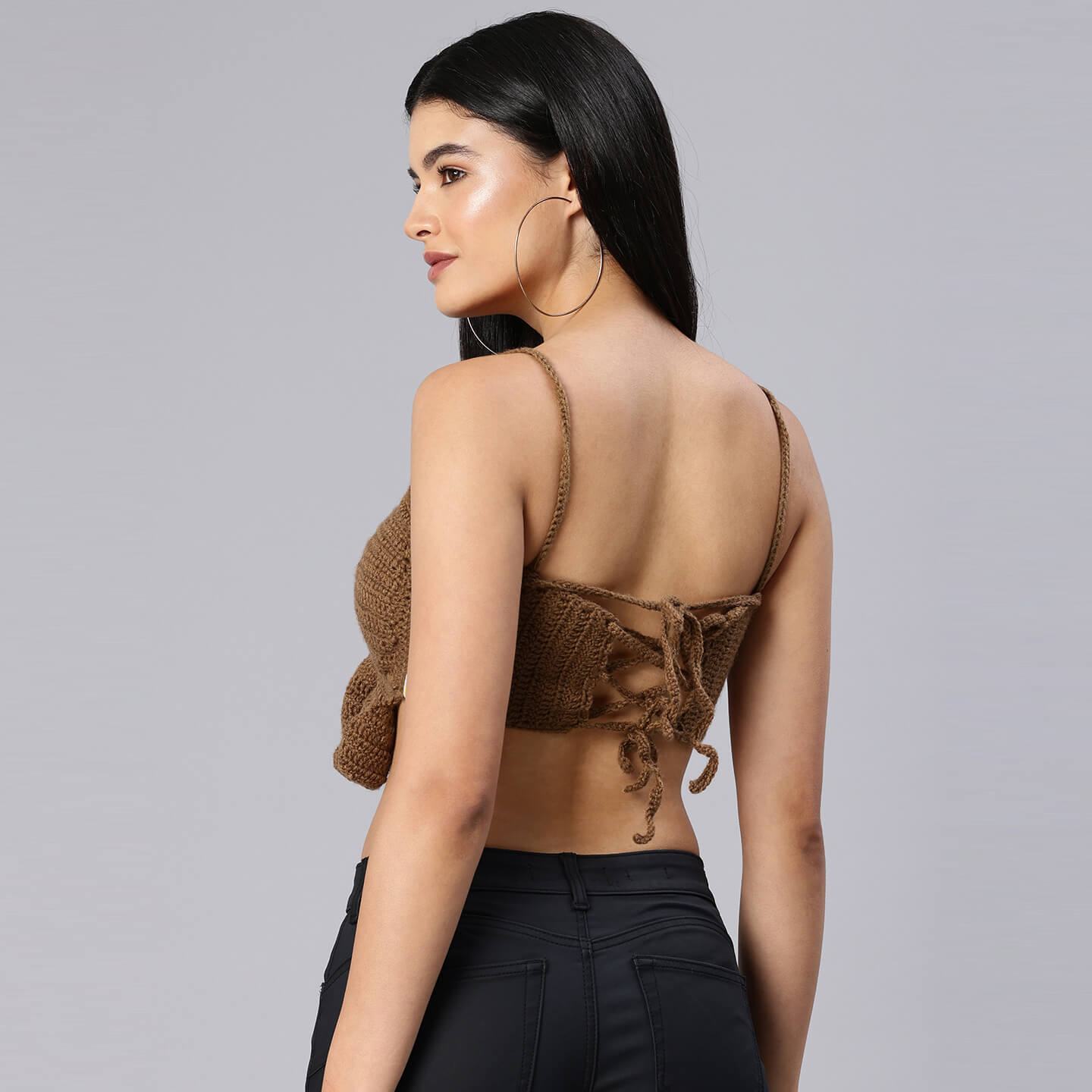 Bralette Tie Back Top - Brown 10360