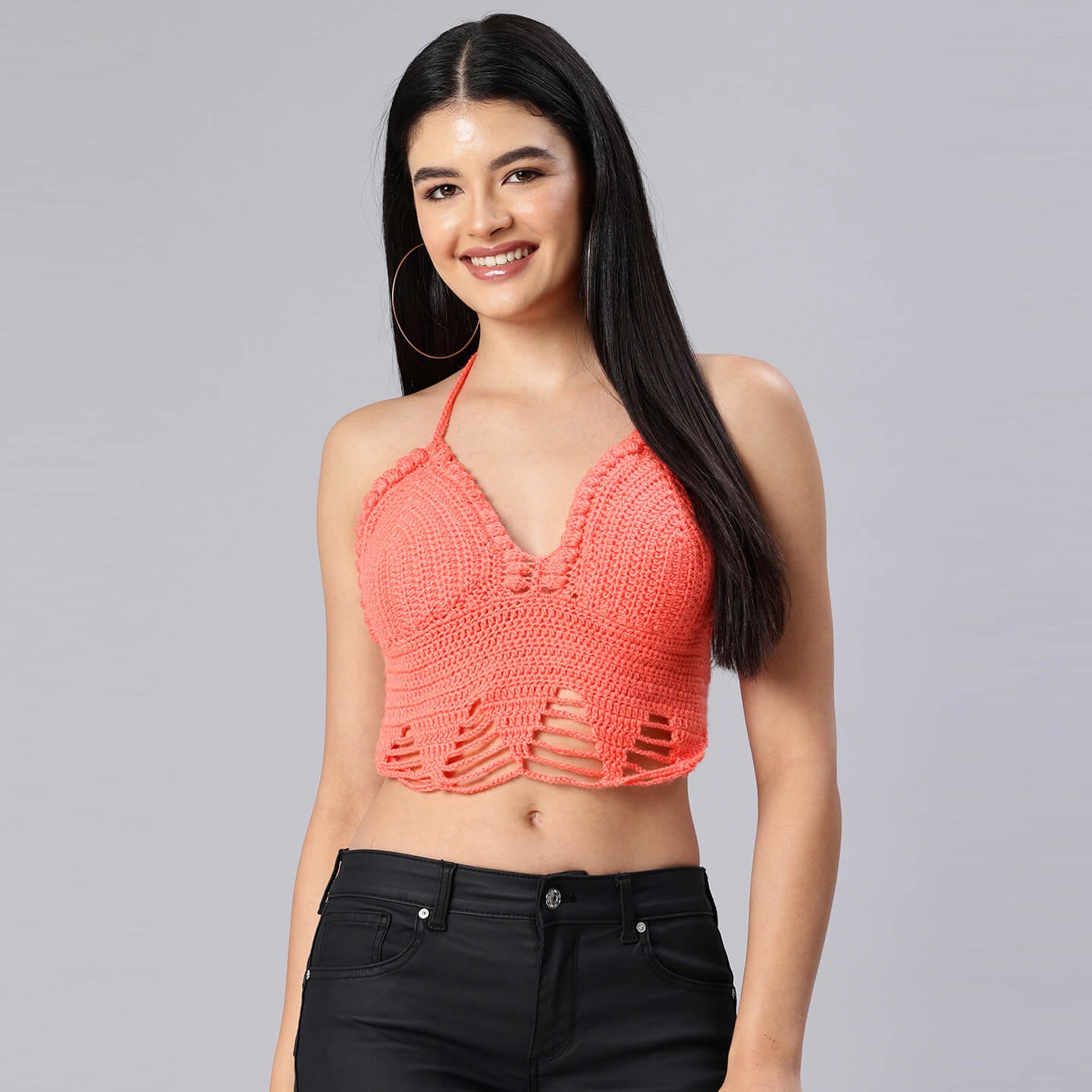 Bralette Tie Back Top - Fuchsia 10362