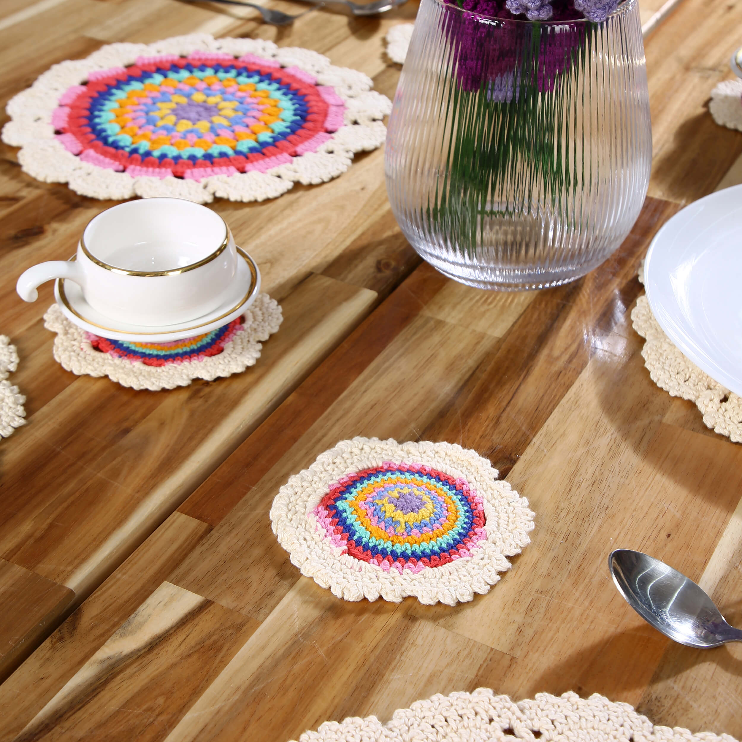 Handmade Placemats & Coasters Set - 10381 Cream