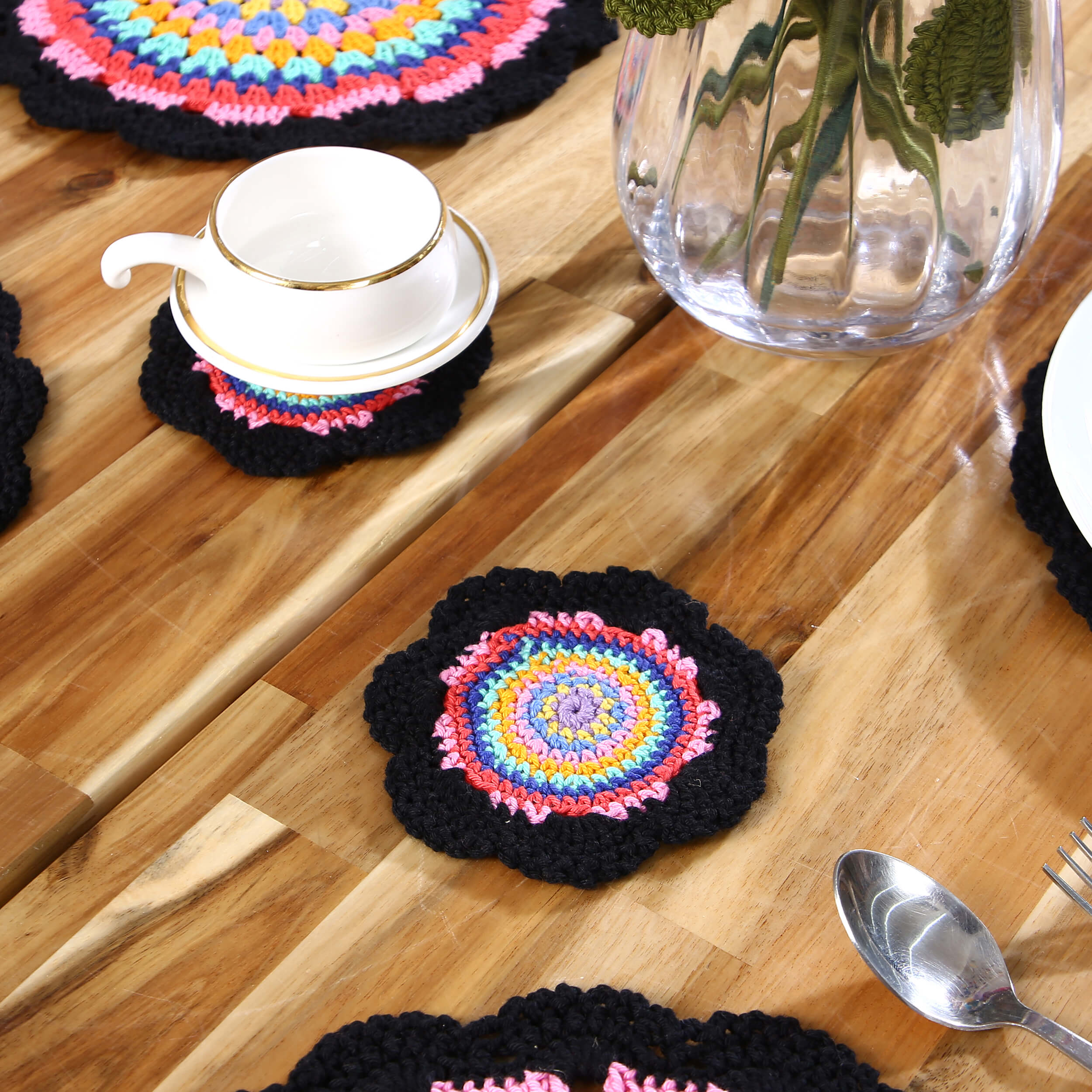 Handmade Placemats & Coasters Set - 10382 Black